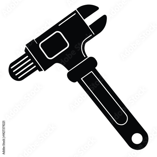 isolated Black vector Plamber Element plumbing tools screwdriver WIith White Background