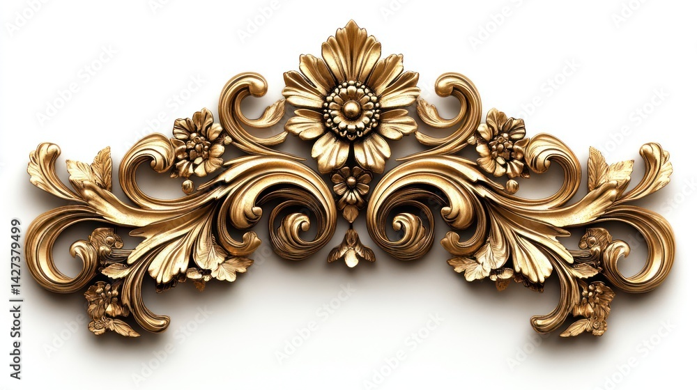 Intricate golden baroque ornamental design evoking classic elegance and luxury Intricate golden baroque ornamental design evoking classic elegance and luxury