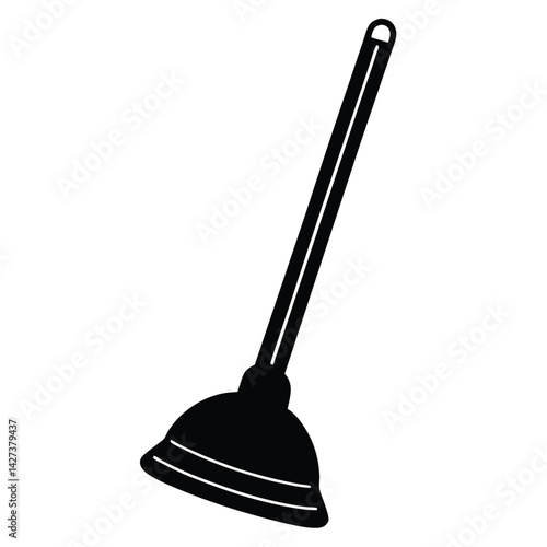 isolated Black vector Plamber Element plunger WIith White Background