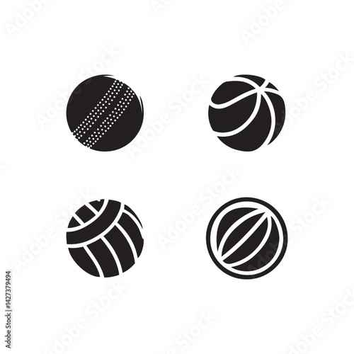 Ball Icon Set – Silhouette Vector Illustration of Sports and Game Balls