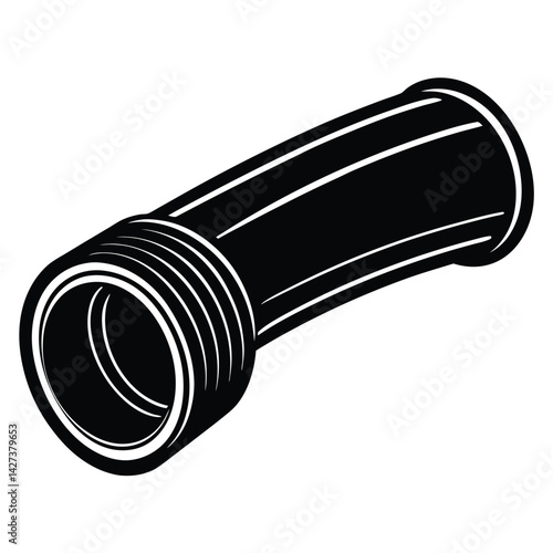 isolated Black vector Plamber Element pvc pipe WIith White Background