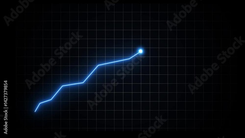 Market Recovery Concept. Successful growth trend Green line graph going Up. Financial data and diagrams. For stock market increase,rising financial data 4k.Abstract neon arrow business graph chart.