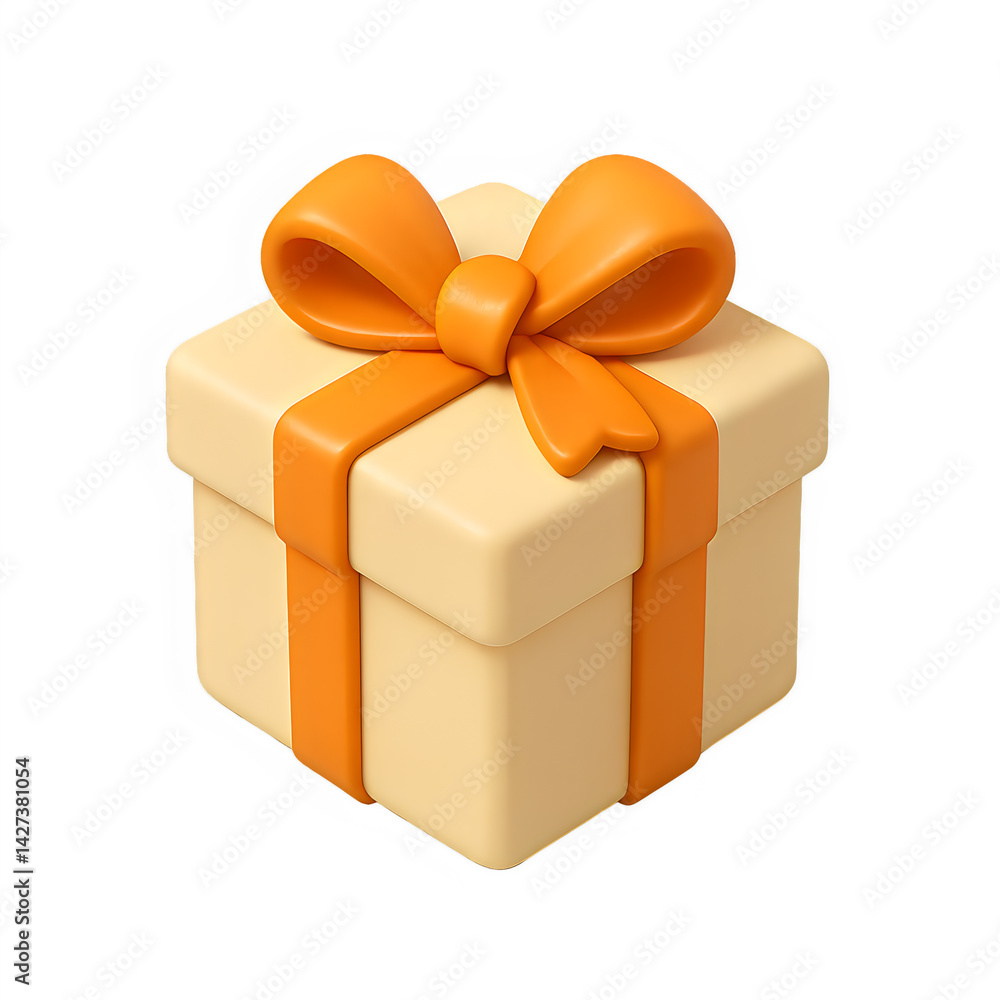 Obraz premium 3D Gift Box with Orange Ribbon