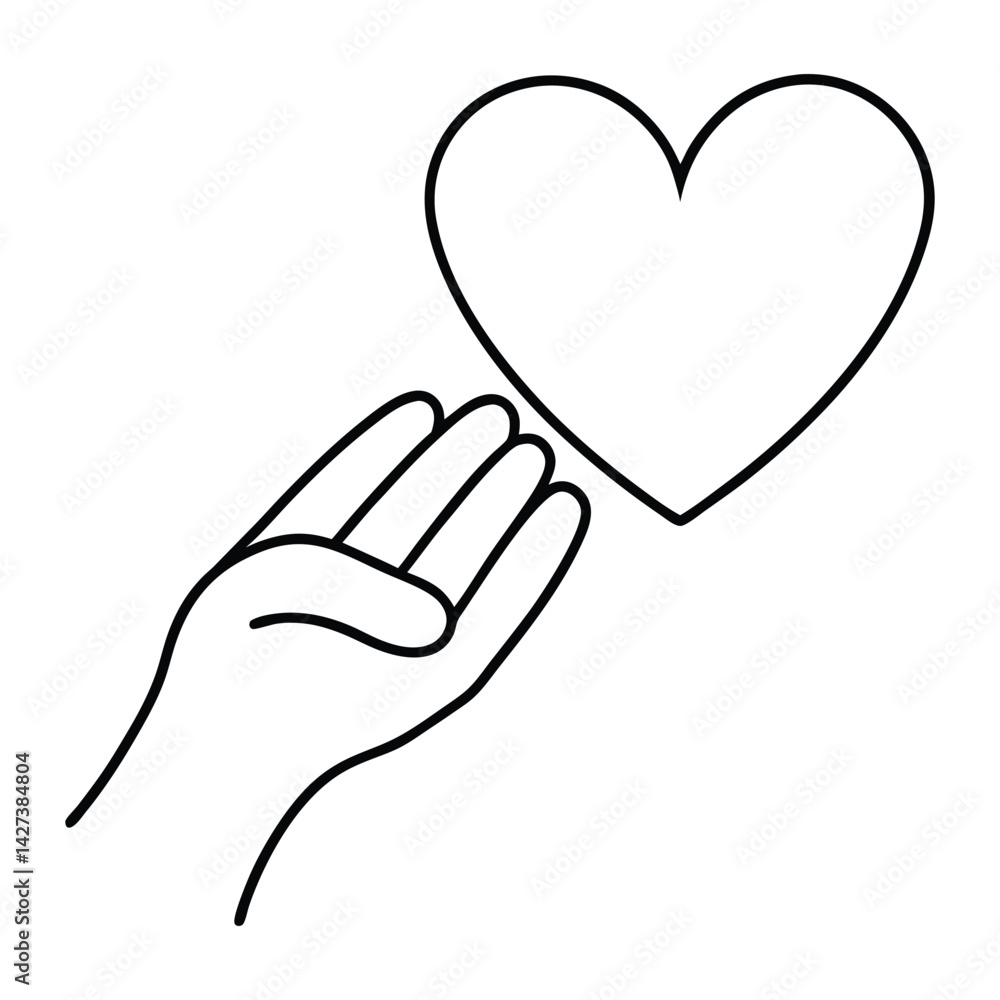 One continuous single line drawing of hand give love white background One continuous single line drawing of hand give love white background