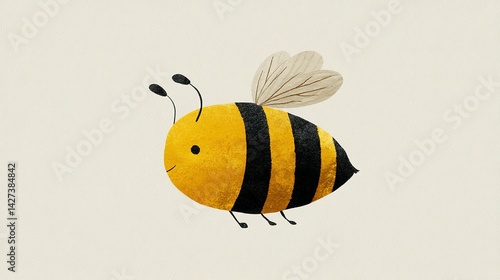 Cute, cartoon bee illustration with watercolor style.