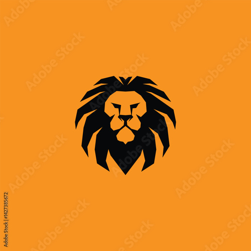 Lion head logo vector design illustration, mascot design, geometric design