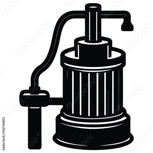 isolated Black vector Plamber Element sump pump WIith White Background