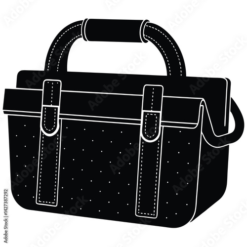 isolated Black vector Plamber Element tool bag With White Background