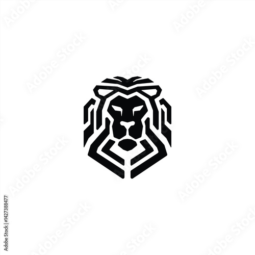 Lion head logo vector design illustration, mascot design, geometric design