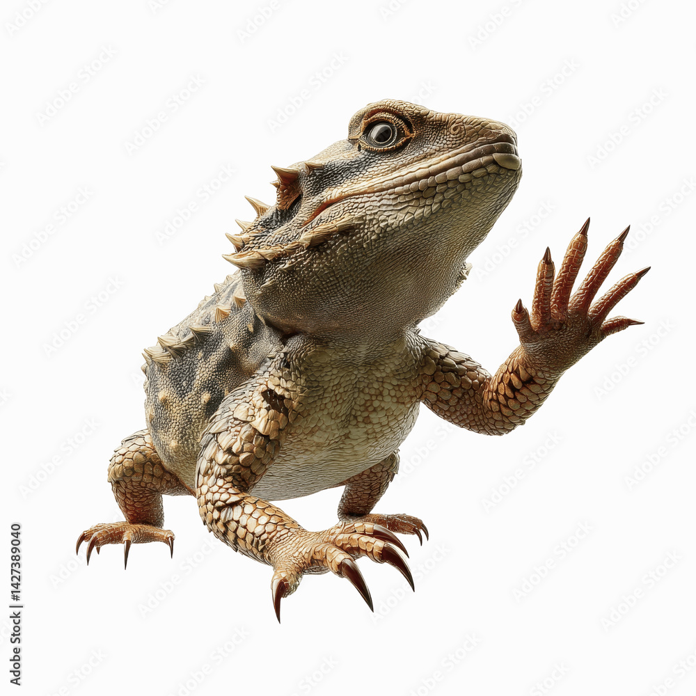 Obraz premium Thorny Devil Lizard Waving Hello - Australian Reptile Portrait