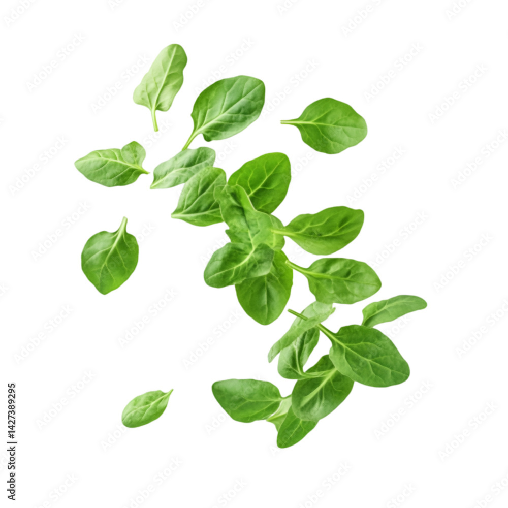 Fresh Green Spinach Leaves Falling Black Background Fresh Green Spinach Leaves Falling Black Background