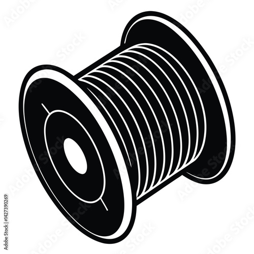 Isolated Black vector Tailer Element bobbin  With White Background