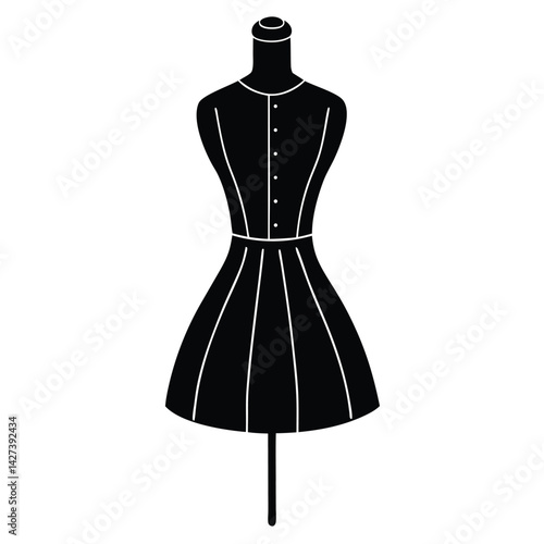 Isolated Black vector Tailer Element pattern making tool muslin for draping With White Background