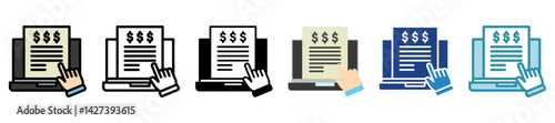 Invoice Detail multi style, mini illustration icon set. outline, flat, glyph, line color. vector for UI, UX, app and web, digital or print, related to Taxation, finance, audit and more.