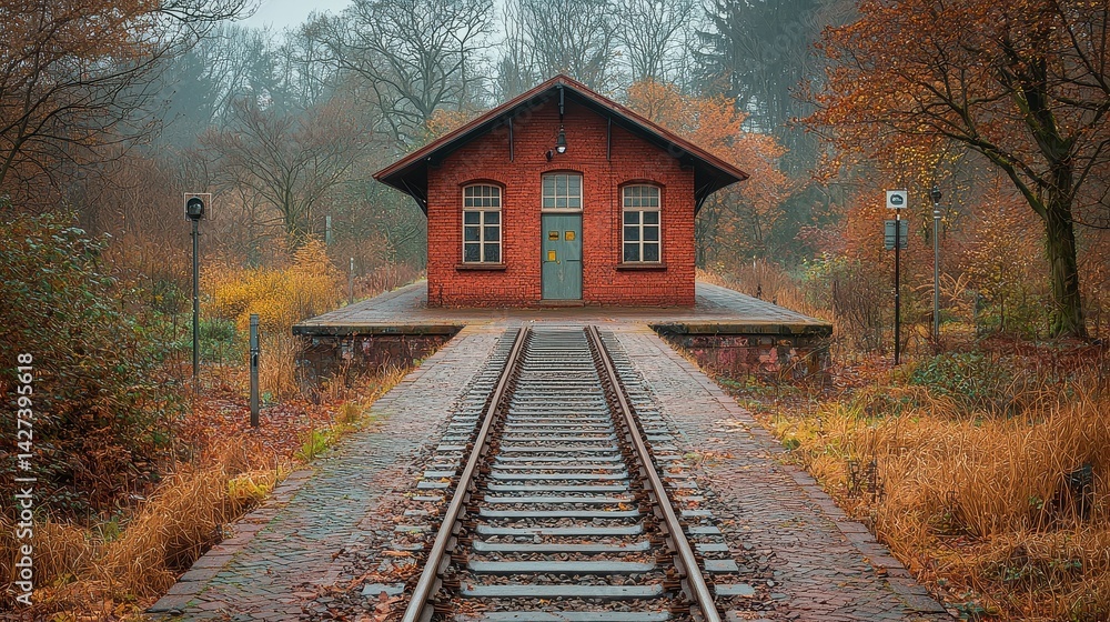 Obraz premium Autumnal train station