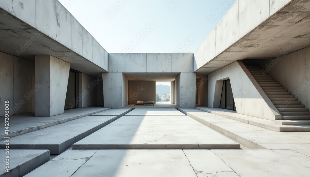 Obraz premium Modern concrete architecture with open space.