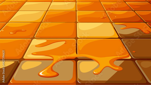 Molten glaze pours over the tiles giving them a glossy finish and enhancing their resistance to water and stains.. Vector illustration
