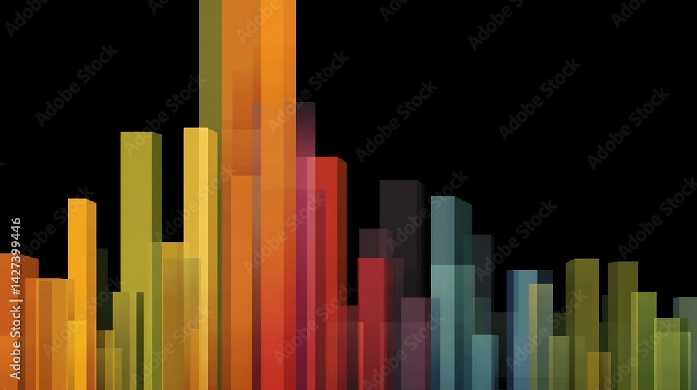 Layered bar graph inspired abstract art symbolizing financial success investment growth ROI projections corporate revenue strategy Layered bar graph inspired abstract art symbolizing financial success investment growth ROI projections corporate revenue strategy