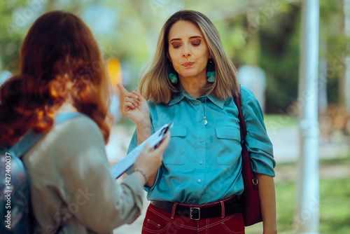 Slika na platnu Woman Refuses to Answer an Opinion Poll on the Street