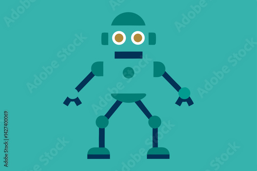 blue robot vector