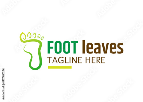 Footprint with leaf fingers design logo template
