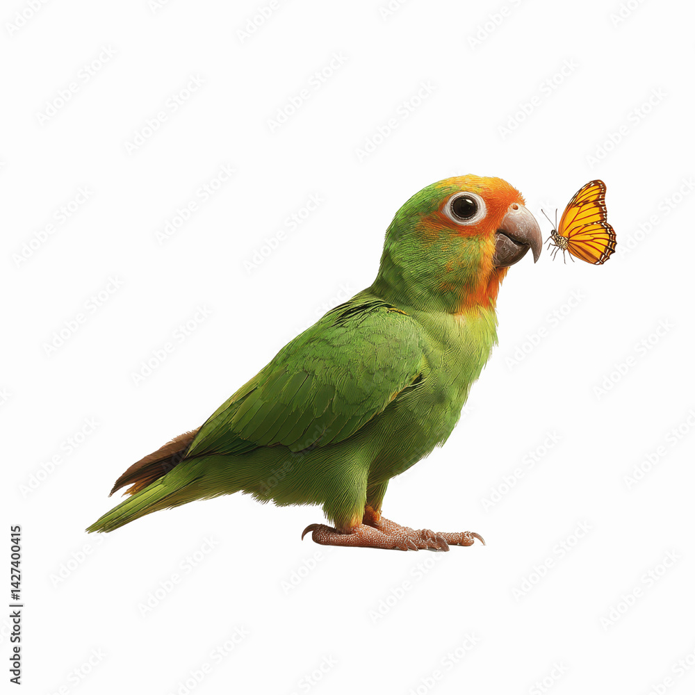 Sun Parakeet with Butterfly Sun Parakeet with Butterfly