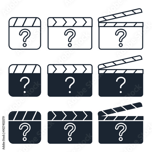 Video, clapperboard with question icon. Illustration vector