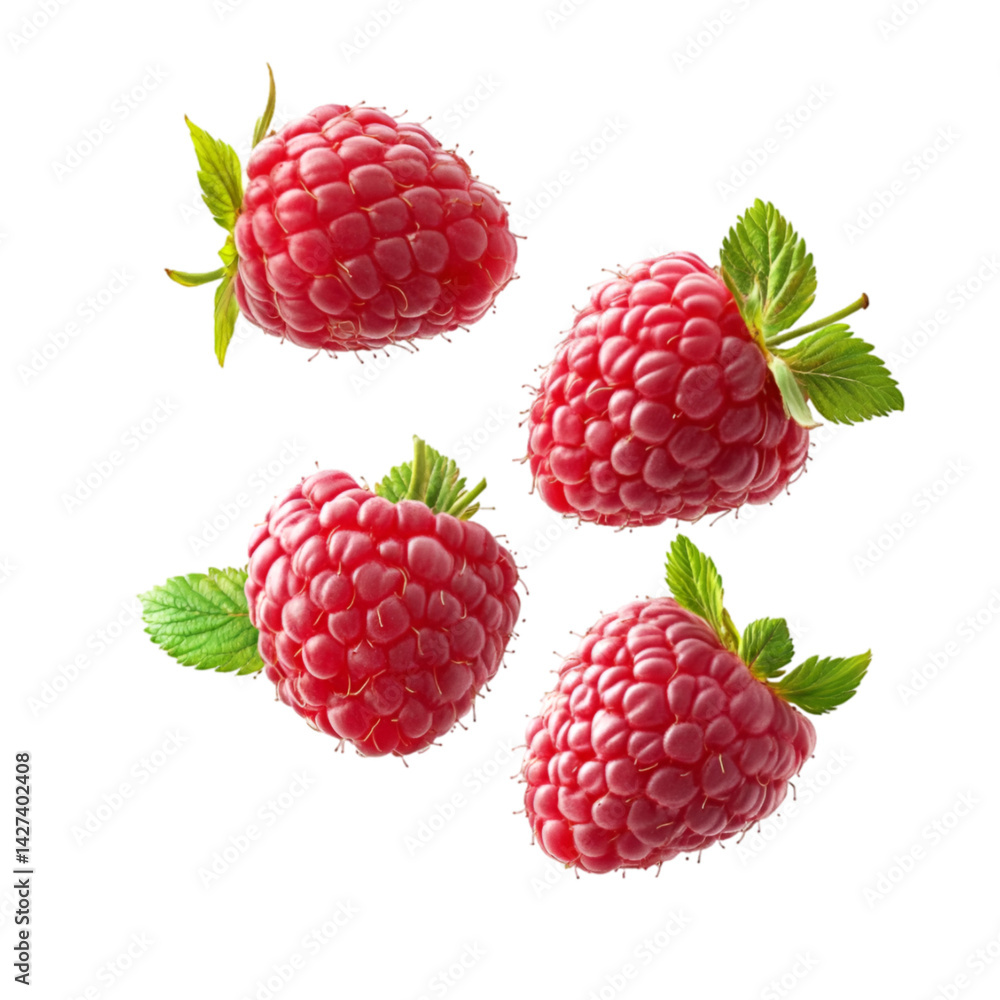 Fresh Raspberries Falling Dark Background Fresh Raspberries Falling Dark Background