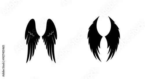 Angelic and demonic wings silhouettes