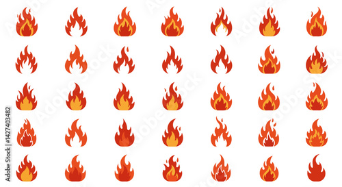 Animated blazing flames in varied shapes