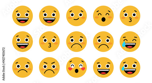 Assorted Emoticons Conveying Various Moods