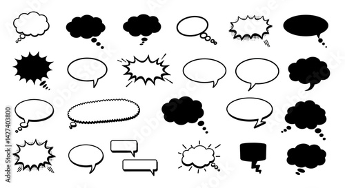 Comic book dialogue bubble assortment