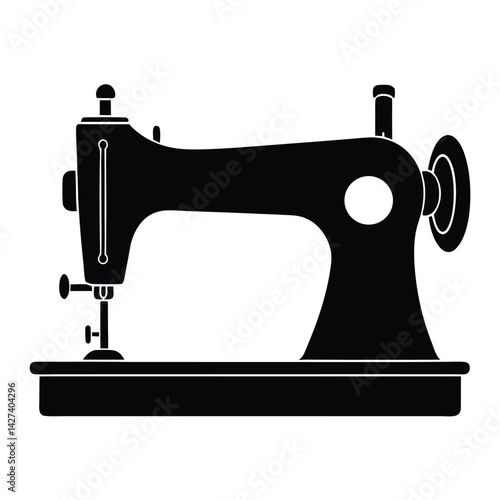 Isolated Black vector Tailer Element sewing machine With White Background