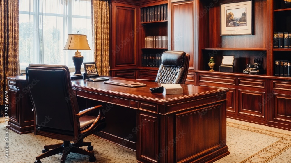 Elegant Mahogany Home Office Interior Design