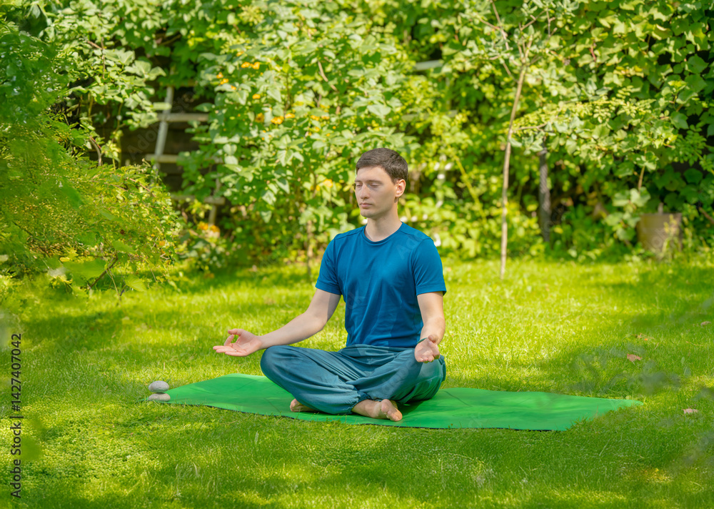 man meditating doing yoga exercises outdoors man meditating doing yoga exercises outdoors