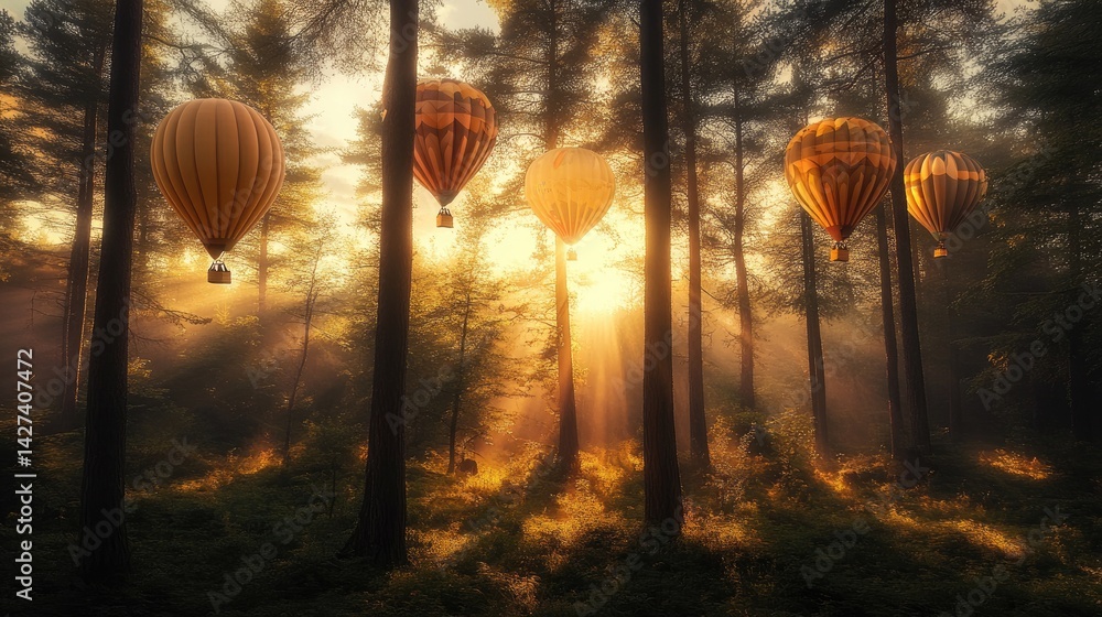 Enchanted Forest Hot Air Balloons Sunrise