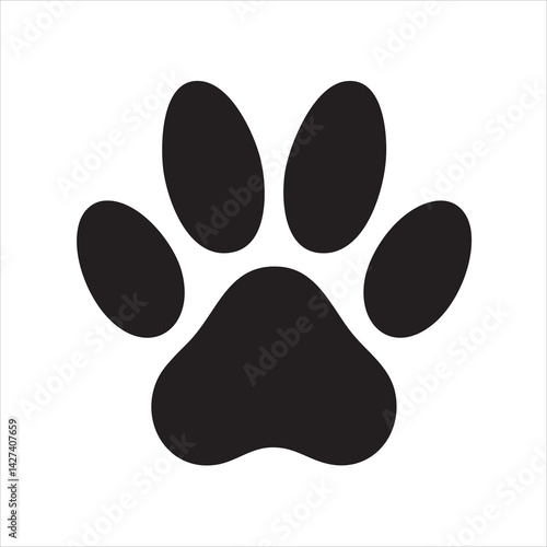 Paw print in sleek black silhouette