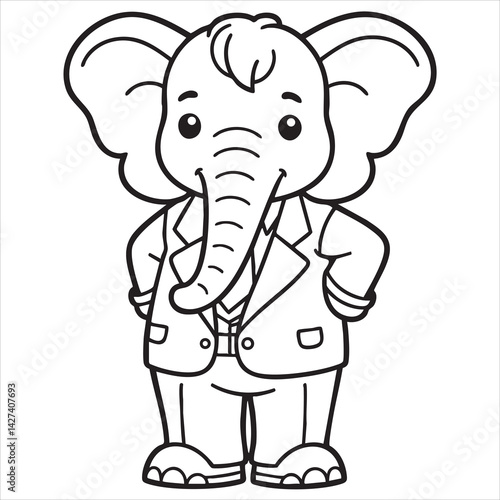 Suited elephant stands with elegance