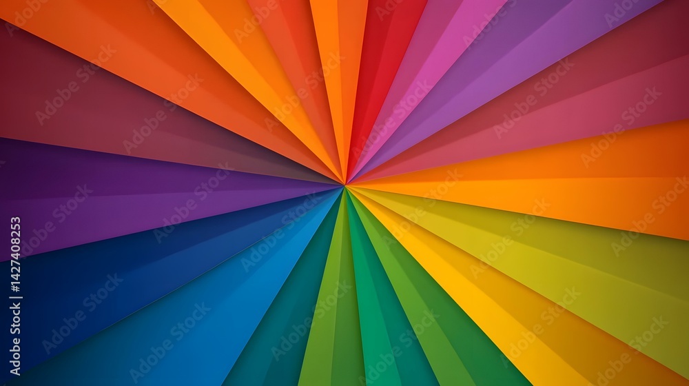 The image contains a radiating burst of colors resembling a color wheel or spectrum, with shades transitioning smoothly from one to the next.A burst of vibrant colors radiates outwards, creating a dy The image contains a radiating burst of colors resembling a color wheel or spectrum, with shades transitioning smoothly from one to the next.A burst of vibrant colors radiates outwards, creating a dy