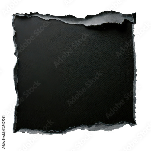 Torn black paper with shadow. Isolated