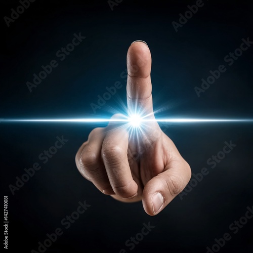 Obraz na płótnie Glowing Hand Gesture Projecting Light Symbolizing Innovation and Technology Ideas in Dark Environment w salonie