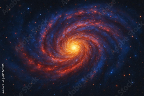 Colorful Spiral Galaxy in Deep Space with Glowing Core

