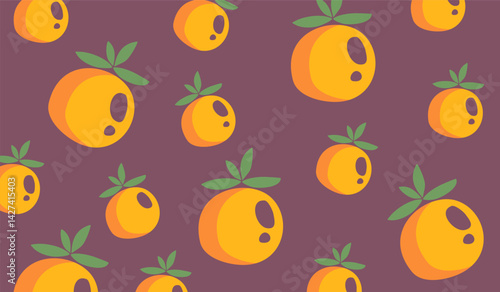 Cute orange fruits pattern background vector design