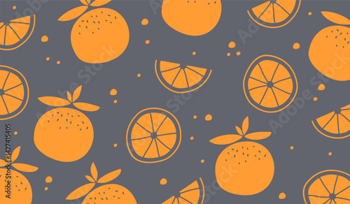 Cute orange fruits pattern background vector design