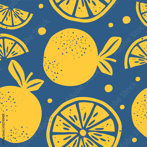 Cute orange fruits pattern background vector design