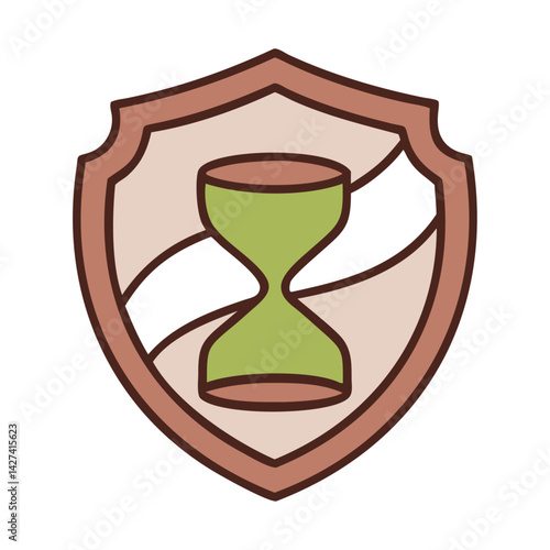 vector illustration of a hourglass in a shield