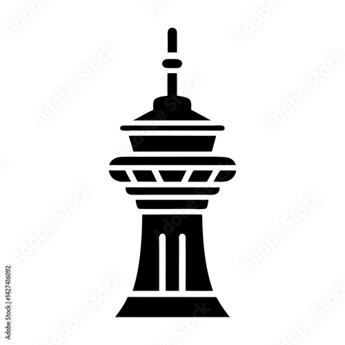 A black silhouette tower icon