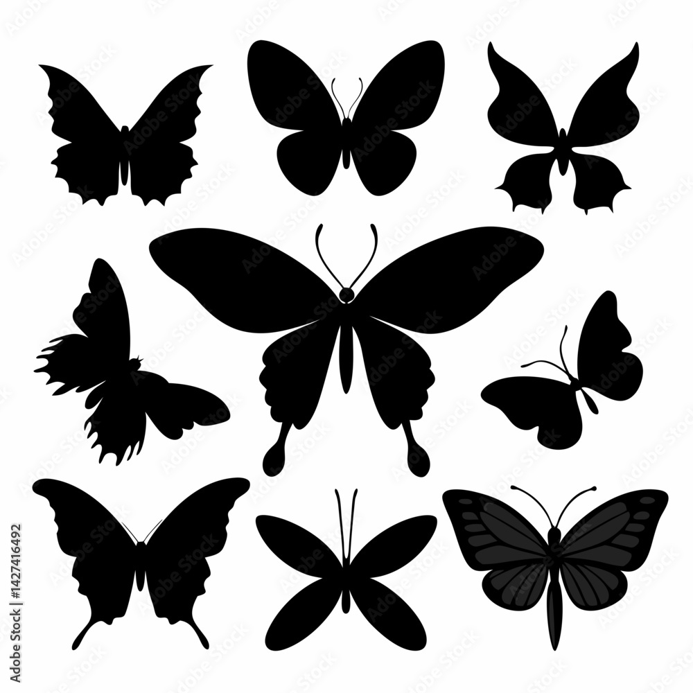 Fototapeta premium Black Butterfly Silhouettes Collection