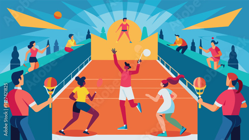Fans and players alike were treated to an unforgettable experience as the outdoor squash tournament reached its .. Vector illustration