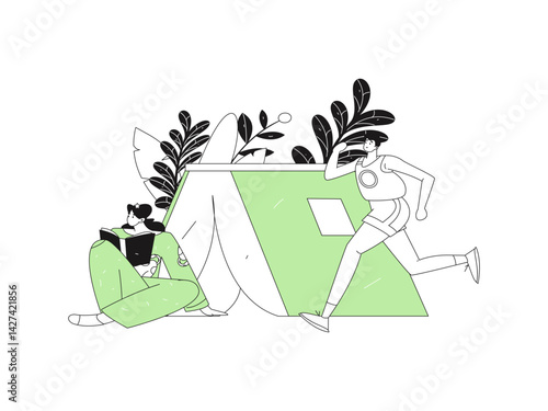 Education and learning people flat vector concept hand drawn illustration
